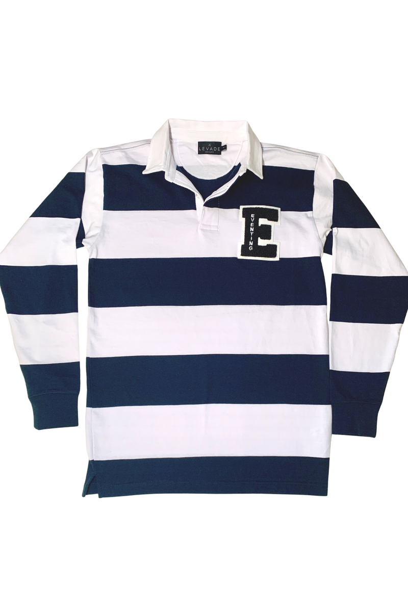 Levade Kentucky Eventing Vintage Varsity Rugby Shirt 3 Navy Stripe